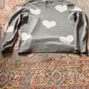 Gray Sweater with White Heart Pattern